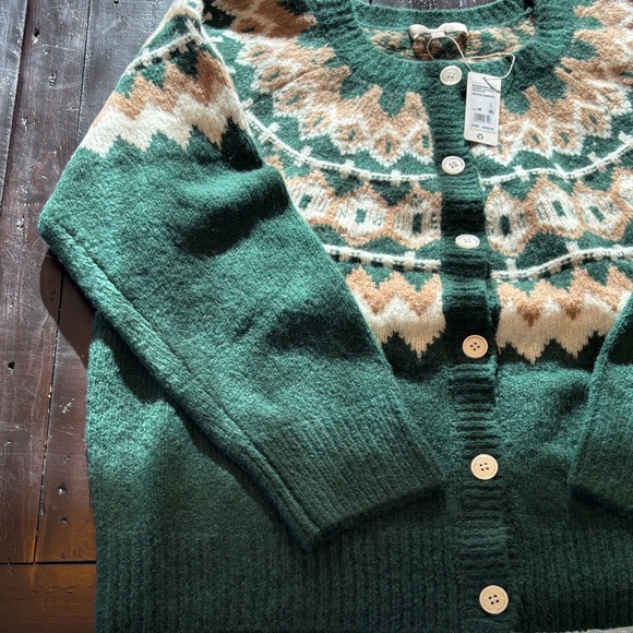Favorite Daughter Nordic Pattern Cardigan - Green and Tan - Picture 2 of 4